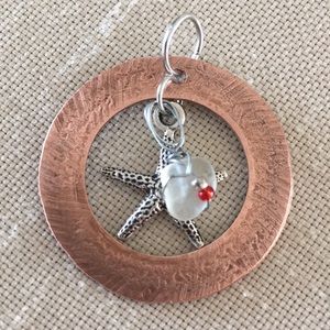 Copper Pendant Sea Glass Starfish Charm